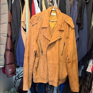 Open Edit Men's Brown full leather Military Jacket